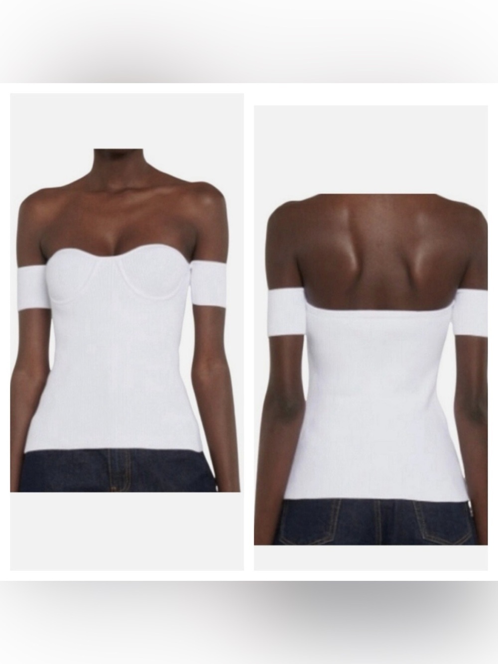 Helmut Lang Contour Rib Knit Top Size XS White NWT